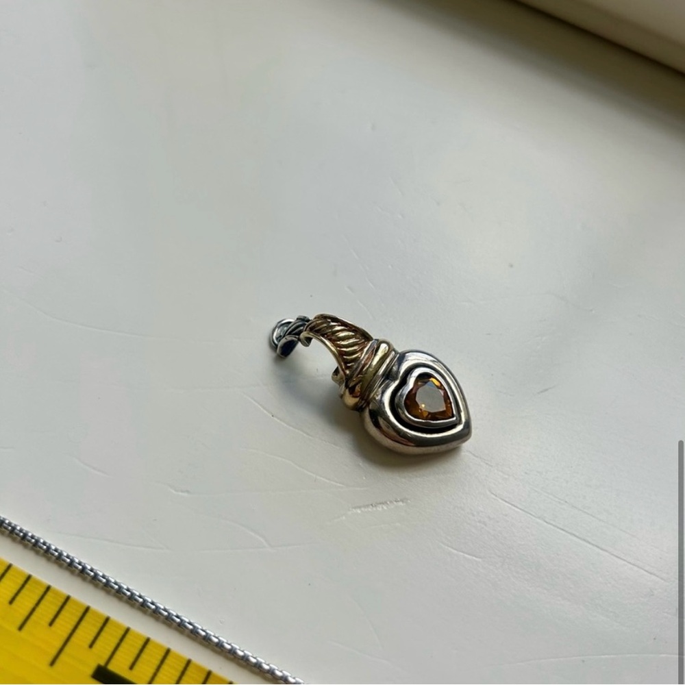 David Yurman Citrine Heart Pendant- Two-Tone Gold & Silver
